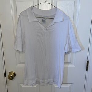 Calvin Klein White Men’s Old Money Preppy Polo Shirt Men’s Medium 100% Cotton